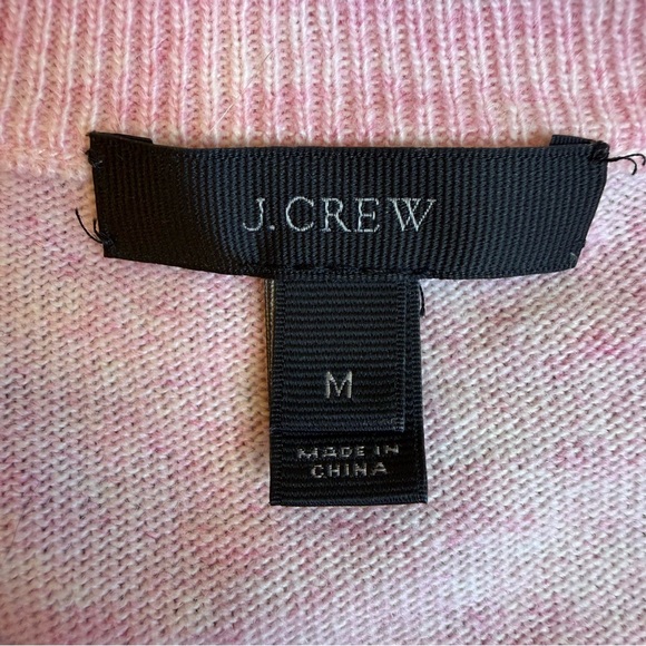 J. Crew Wool Bubblegum Pink Ruffle Sleeve Sweater Crew Neck Size Medium - Picture 4 of 7